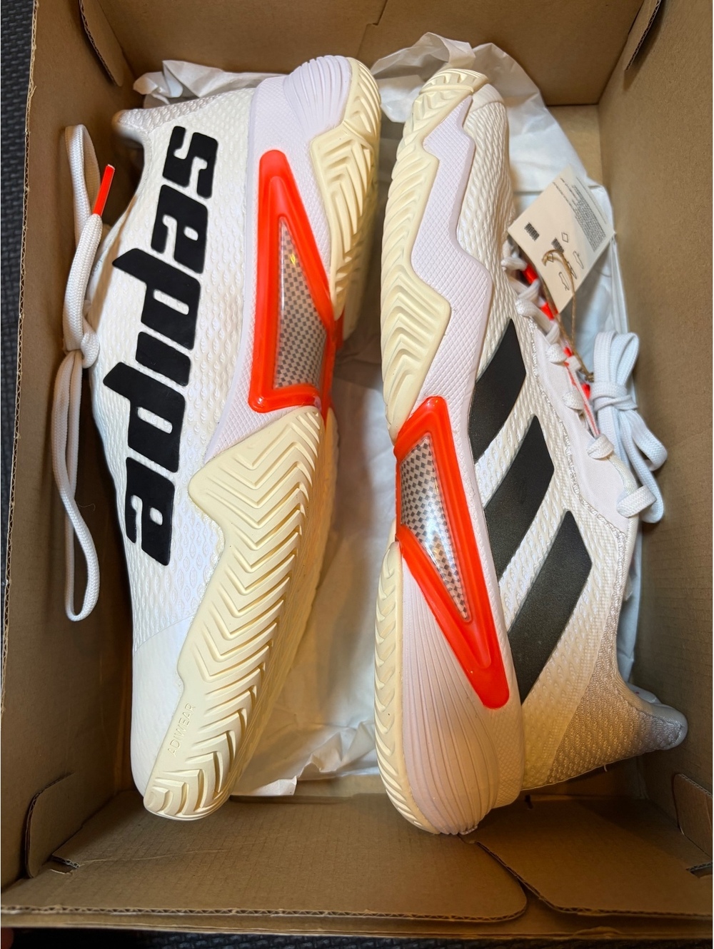adidas Barricade Tokyo Tennis Shoes H67701 White Black Women’s Size 9 NWT